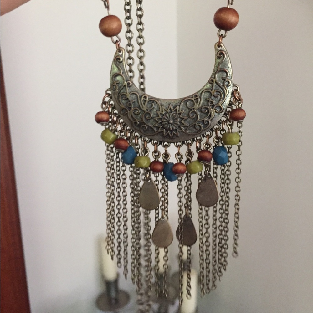 Long silver necklace